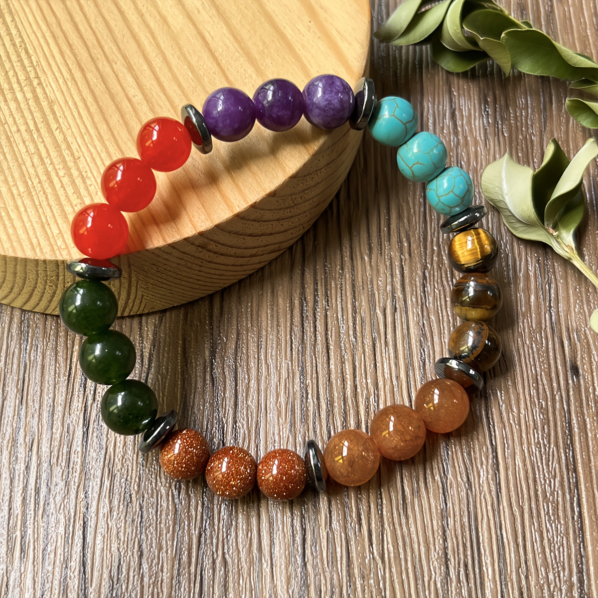 Chakra Bracelet for Aura Protection, Natural Tiger's Eye